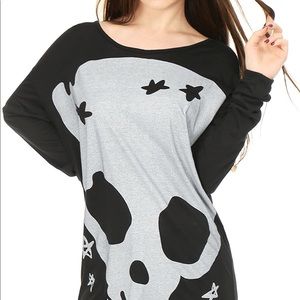 Allegra K Women's Long Sleeves Skull Stars Tunic